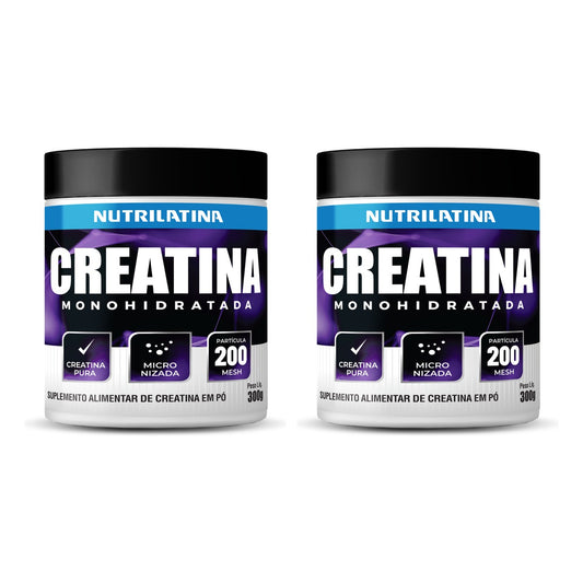 Kit com 2 potes de Creatina Monohidratada Nutrilatina de 300 g