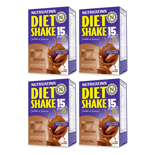Kit com 4 caixas de Diet Shake Nutrilatina 420 g sabor Chocolate