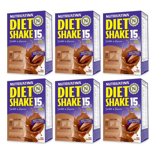 Kit com 6 caixas de Diet Shake Nutrilatina 420 g sabor Chocolate