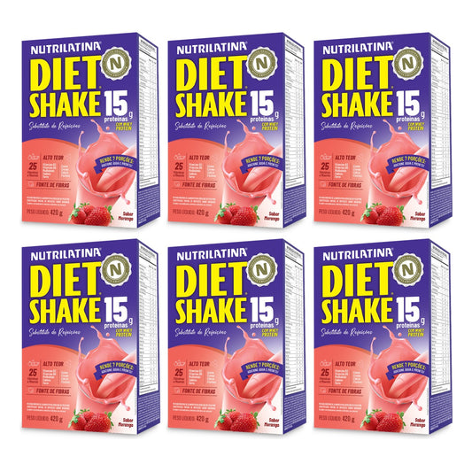 Kit com 6 caixas de Diet Shake Nutrilatina 420 g sabor Morango